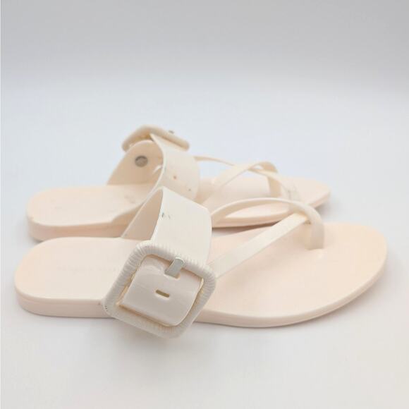 Veronica Beard Salva Jelly Thong Flat Sandal Women's Off White Size US7M EU38 - Picture 3 of 13